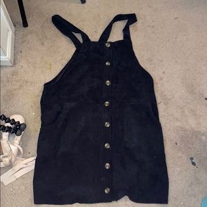 Black Velvet Overall Button Dress